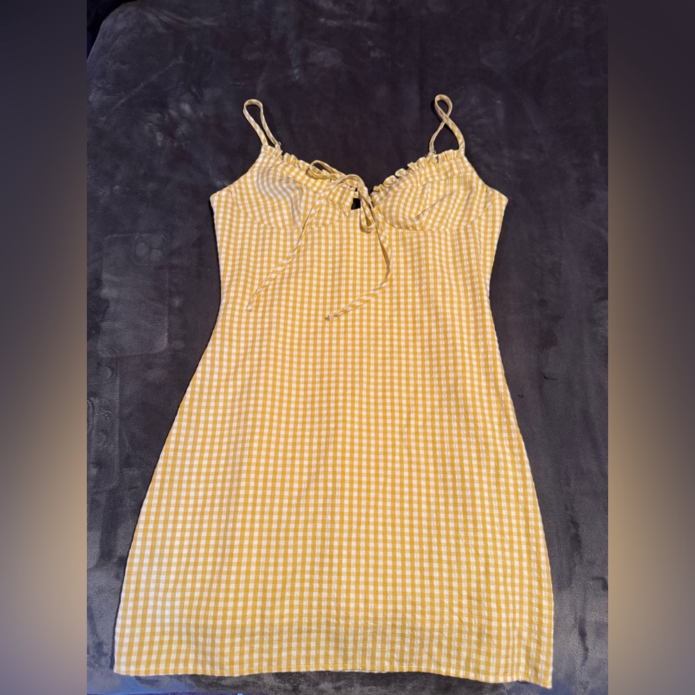 La Hearts Yellow Gingham Mini Dress